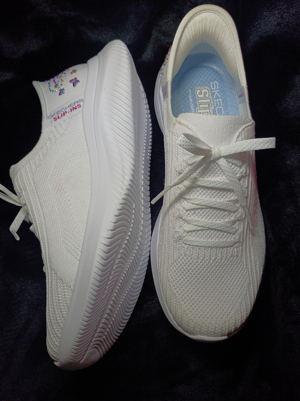 Skechers White Slip-In Knit Sneakers